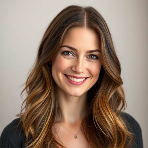 Porträtfoto von Anna Meier, einer Schauspielerin mit braunen Haaren und einem freundlichen Lächeln
